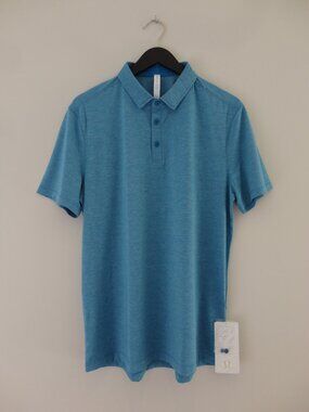 NWT LULULEMON HWRP Teal Blue Evolution Polo SS Top Shirt Men's Small